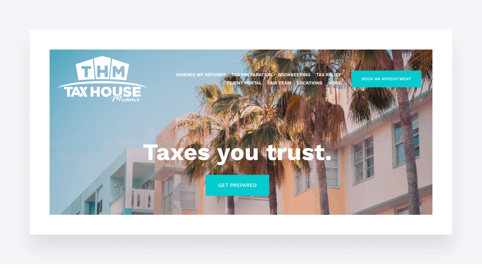 A tax firm's home page, showing how CTAs can be used to convert leads.