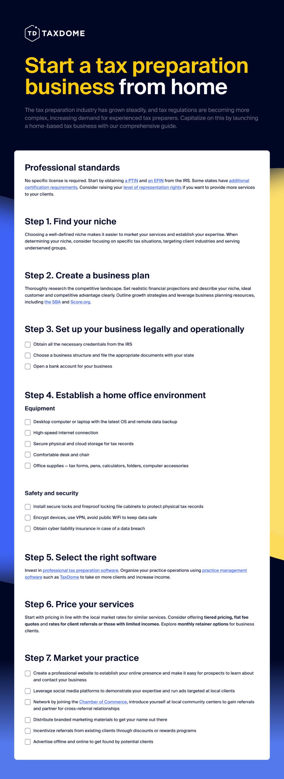 Start your tax preparation business in 7 steps - Infographic