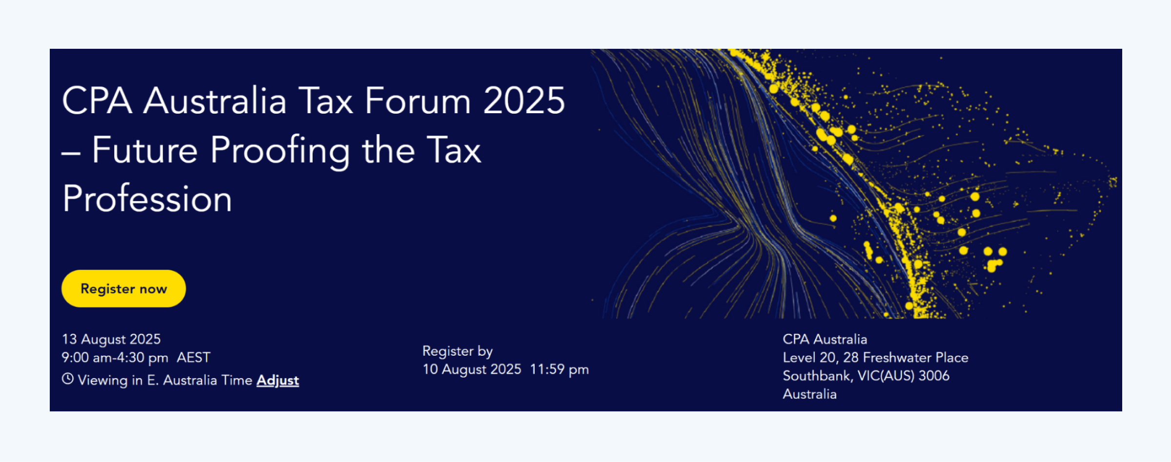 A snippet from the CPA Australia Tax Forum 2025 homepage